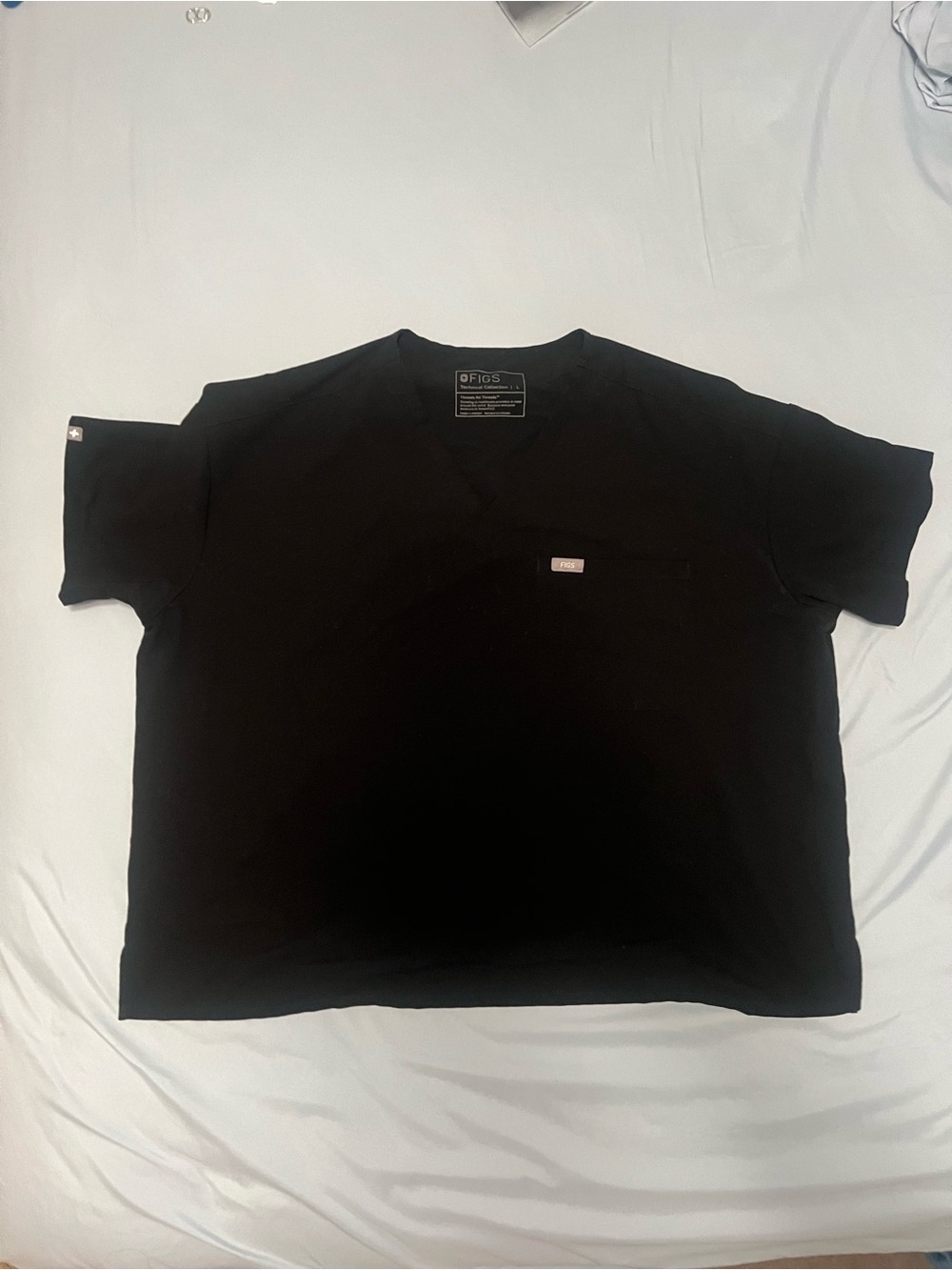 Figs Black Short Sleeve V-Neck Women's Scrub Top